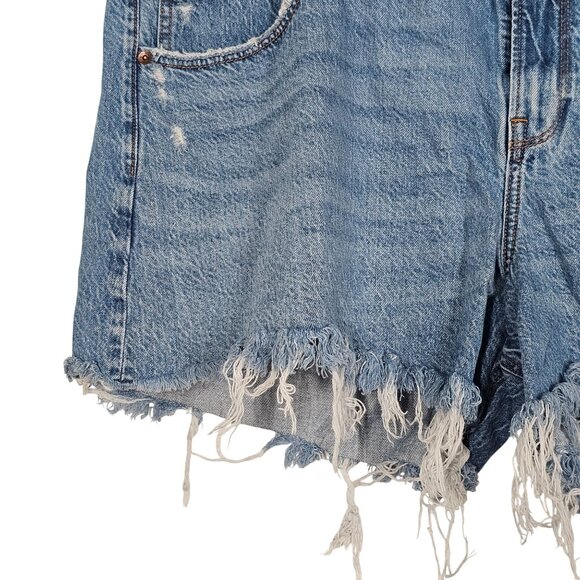 Abercrombie & Fitch Baggy Low Rise Denim Short Women 35/20 Distressed Frayed Hem - Picture 5 of 13